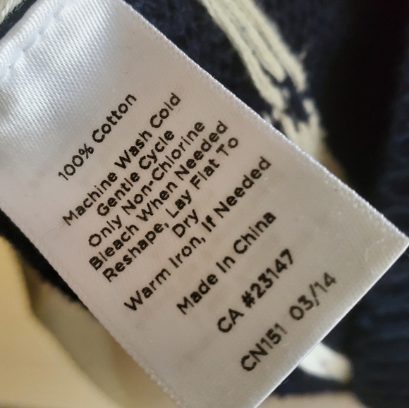 Talbots navy blue and white 100% cotton sweater size M - Picture 4 of 5